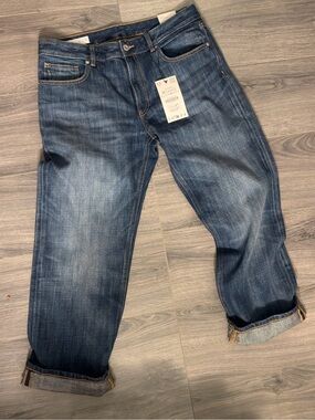 ZARA Dark Blue Cropped Straight Jeans NWT